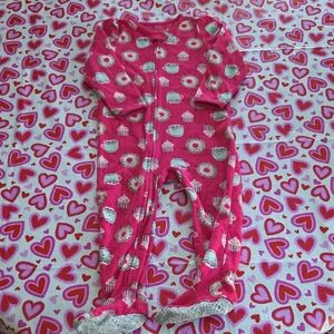Simple Pink Heart and Cupcake Kids Footie
